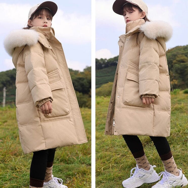Holly Oversized Denim Fur Hooded Winter Coat Jacket – Alex + Nova