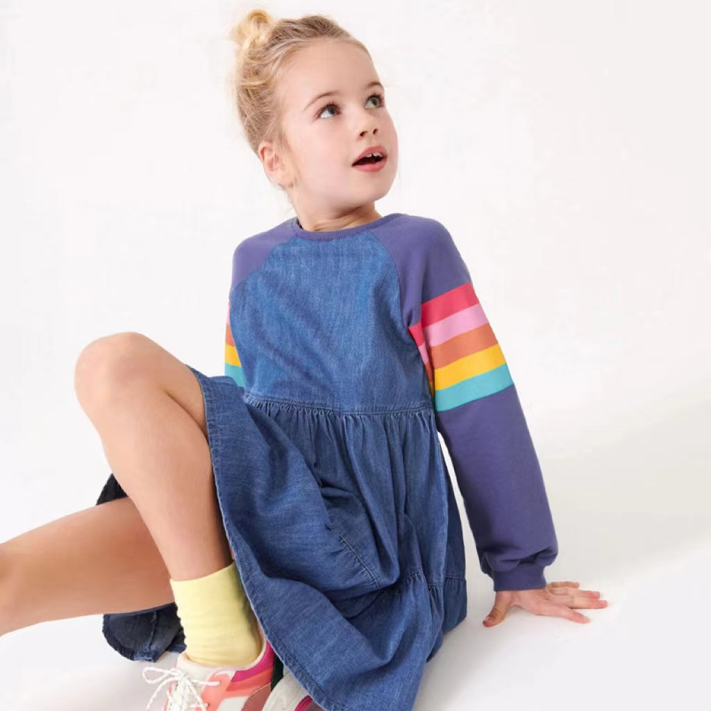 Toddler Girl Long Sleeve Denim Dress – The Trendy Toddlers